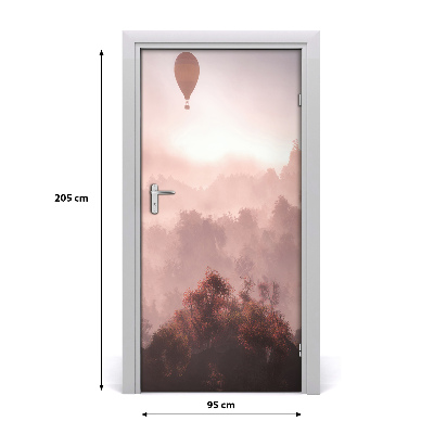 Door wallpaper Flying forest balloon