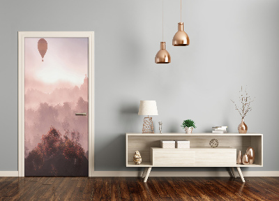 Door wallpaper Flying forest balloon