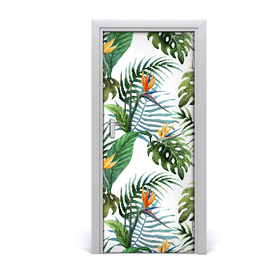 Self-adhesive door veneer Tropical leaves