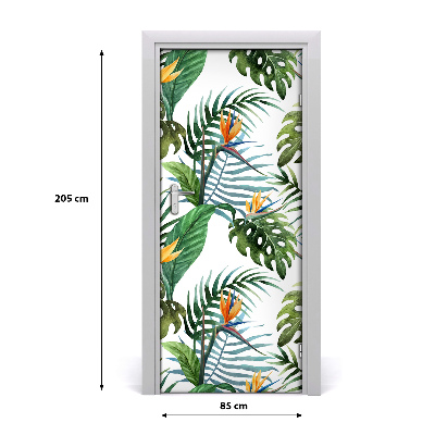 Self-adhesive door veneer Tropical leaves