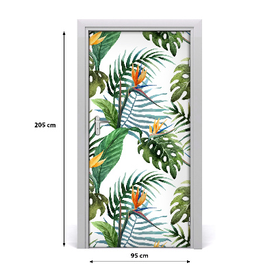 Self-adhesive door veneer Tropical leaves