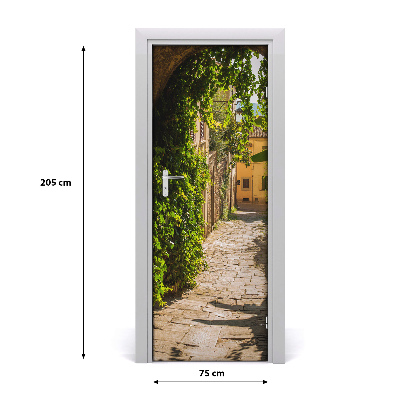 Self-adhesive door wallpaper Italian streets