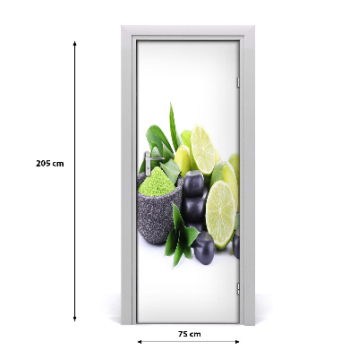 Self-adhesive door sticker Citruses and stones