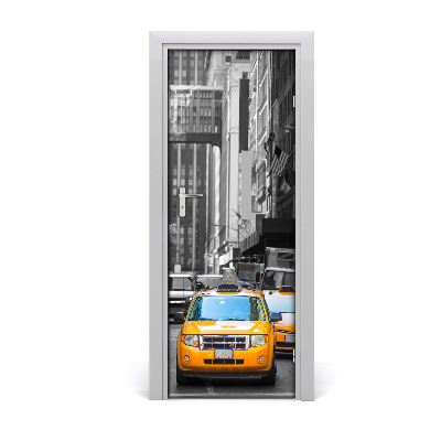 Self-adhesive door wallpaper Taxis new york