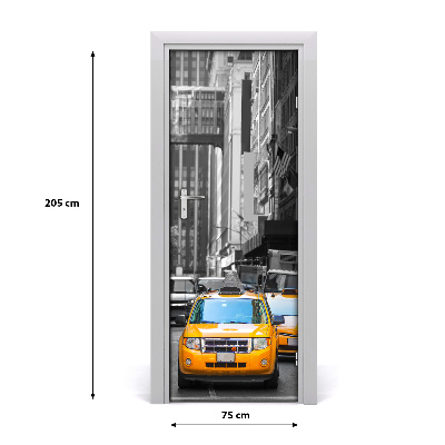 Self-adhesive door wallpaper Taxis new york