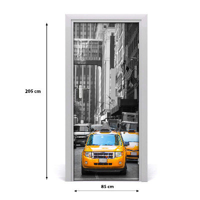 Self-adhesive door wallpaper Taxis new york