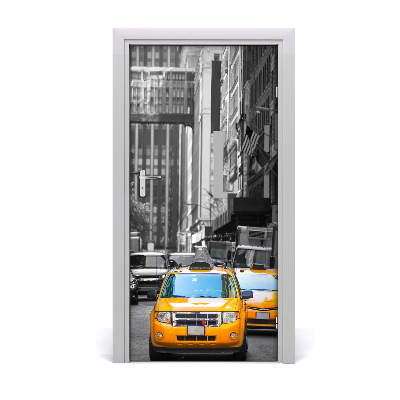 Self-adhesive door wallpaper Taxis new york