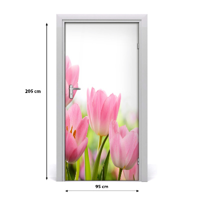 Self-adhesive door sticker Pink tulips