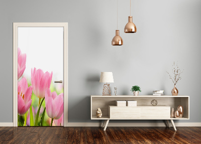 Self-adhesive door sticker Pink tulips