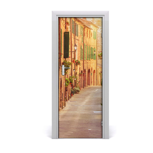 Self-adhesive door wallpaper Italian streets