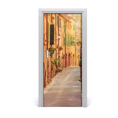 Self-adhesive door wallpaper Italian streets