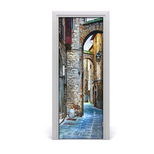 Self-adhesive door wallpaper Italian streets