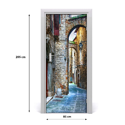 Self-adhesive door wallpaper Italian streets