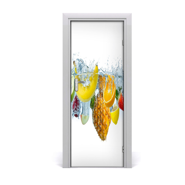 Self-adhesive door sticker Fruit under water