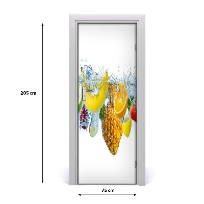 Self-adhesive door sticker Fruit under water