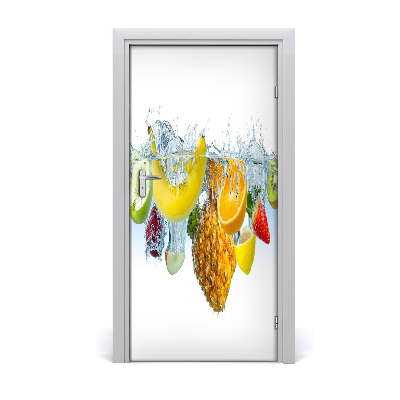 Self-adhesive door sticker Fruit under water