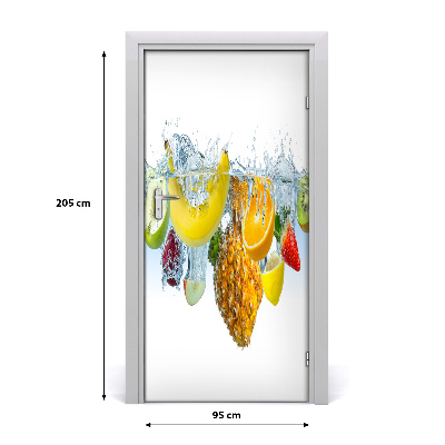 Self-adhesive door sticker Fruit under water