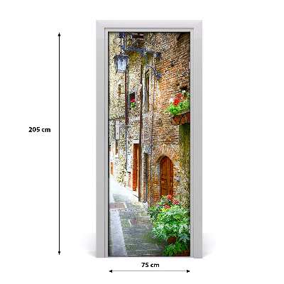 Self-adhesive door wallpaper Italian streets