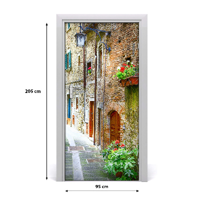 Self-adhesive door wallpaper Italian streets