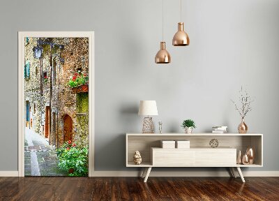 Self-adhesive door wallpaper Italian streets