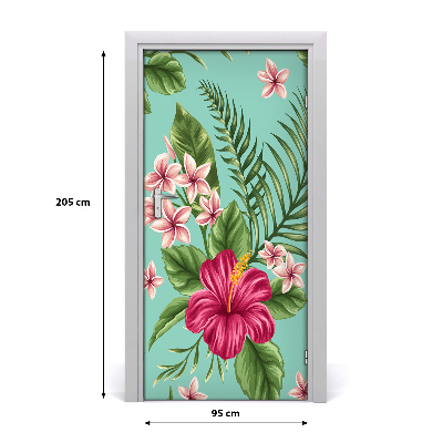 Self-adhesive door veneer Hawaiian flowers