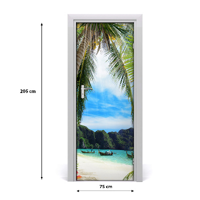 Door wallpaper Tropical beach