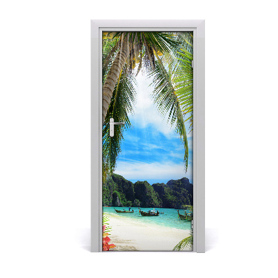 Door wallpaper Tropical beach