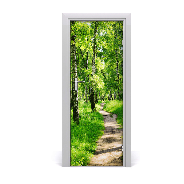 Door wallpaper Birch forest