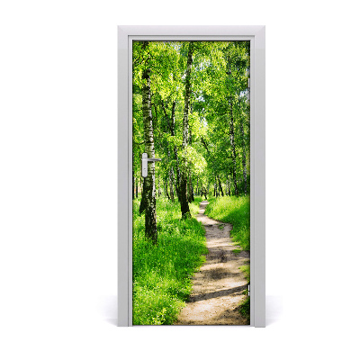 Door wallpaper Birch forest