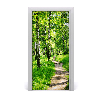 Door wallpaper Birch forest