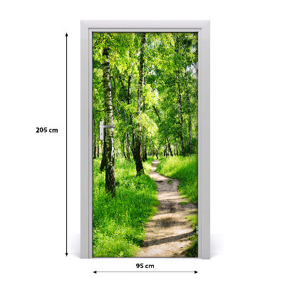 Door wallpaper Birch forest