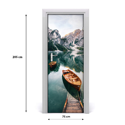 Self-adhesive door wallpaper Boat on the lake