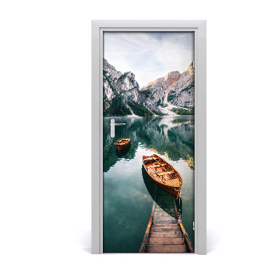 Self-adhesive door wallpaper Boat on the lake