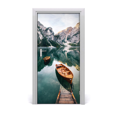 Self-adhesive door wallpaper Boat on the lake