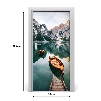 Self-adhesive door wallpaper Boat on the lake