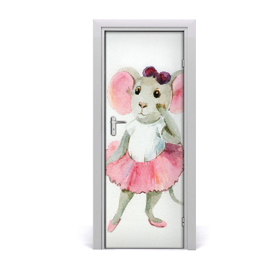 Self-adhesive door sticker Mouse ballerina