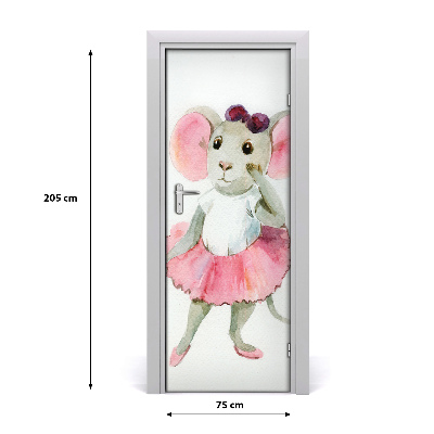 Self-adhesive door sticker Mouse ballerina