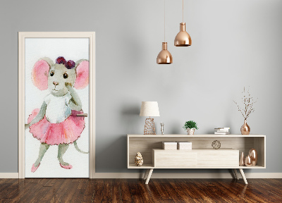 Self-adhesive door sticker Mouse ballerina