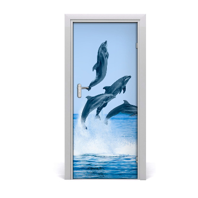 Self-adhesive door wallpaper Jumping dolphins