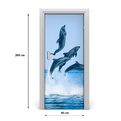 Self-adhesive door wallpaper Jumping dolphins