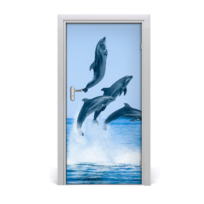 Self-adhesive door wallpaper Jumping dolphins