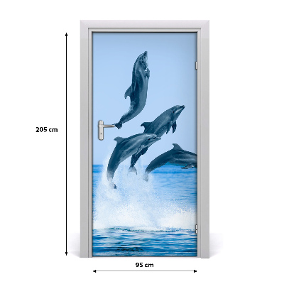 Self-adhesive door wallpaper Jumping dolphins