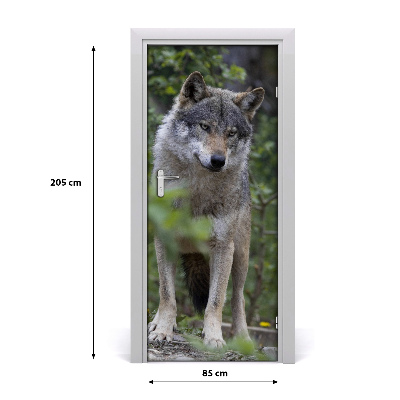 Self-adhesive door sticker A wolf in the forest