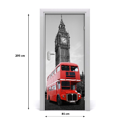 Self-adhesive door wallpaper London bus