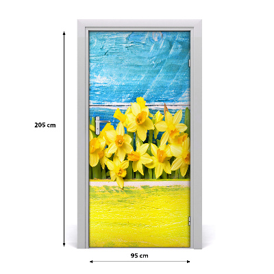 Self-adhesive door sticker On the door daffodils