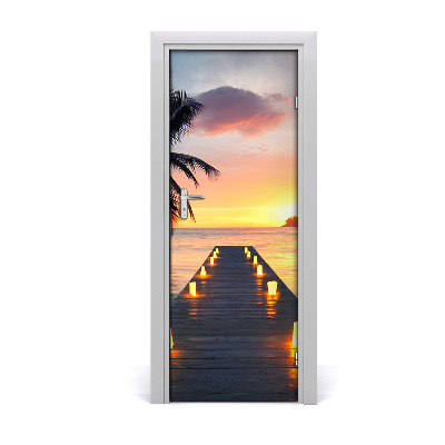 Self-adhesive door wallpaper Wooden jetty