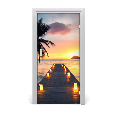 Self-adhesive door wallpaper Wooden jetty