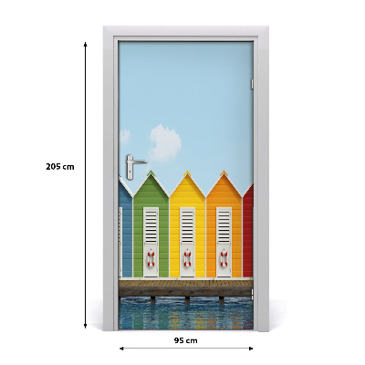 Self-adhesive door wallpaper Beach cabins