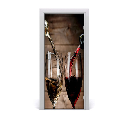 Self-adhesive door sticker Wine in glasses