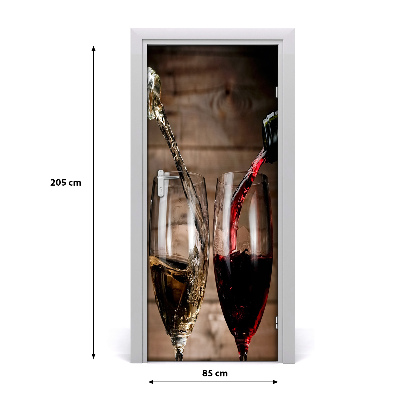 Self-adhesive door sticker Wine in glasses